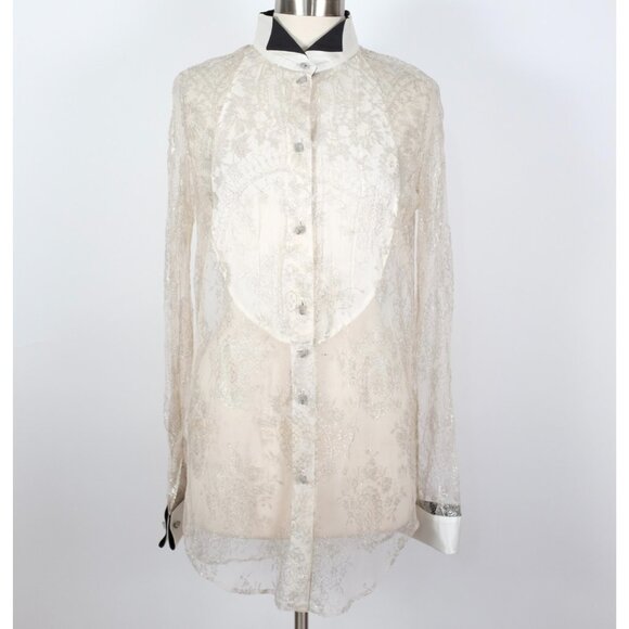 If Six Was Nine Maniac Corp Japan shirt blouse 3 ivory lace tuxedo skull buttons